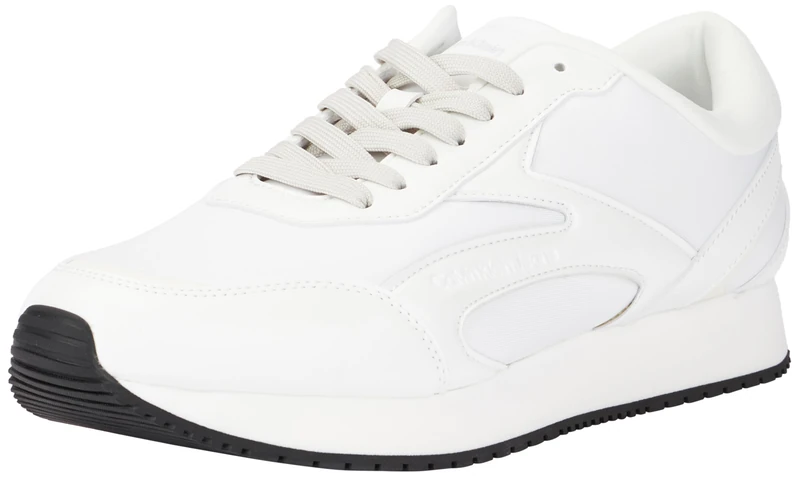 Calvin Klein Men’s Retro Multilayer Runner Trainers, White (B White/O Mushroom), 8