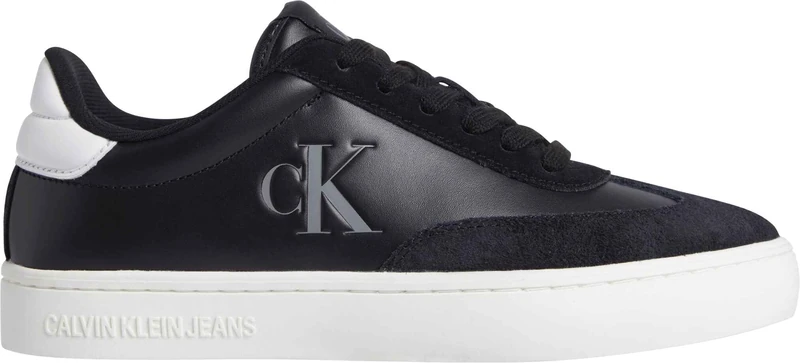 Calvin Klein Women’s Classic Leather Cupsole Low Top Trainers, Black (Black/Bright White), 7