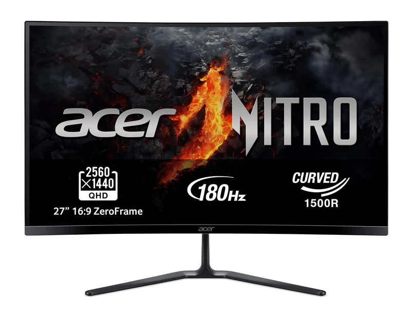 acer Nitro ED270U S3 - Curved Gaming Monitor 27" WQHD 180 Hz (2560 x 1440, 16:9, 250 Nits, 1ms VRB, AMD FreeSync, 2 x HDMI 2.0/1xDP 1.2) PC Gaming Monitor, Black - Image 1