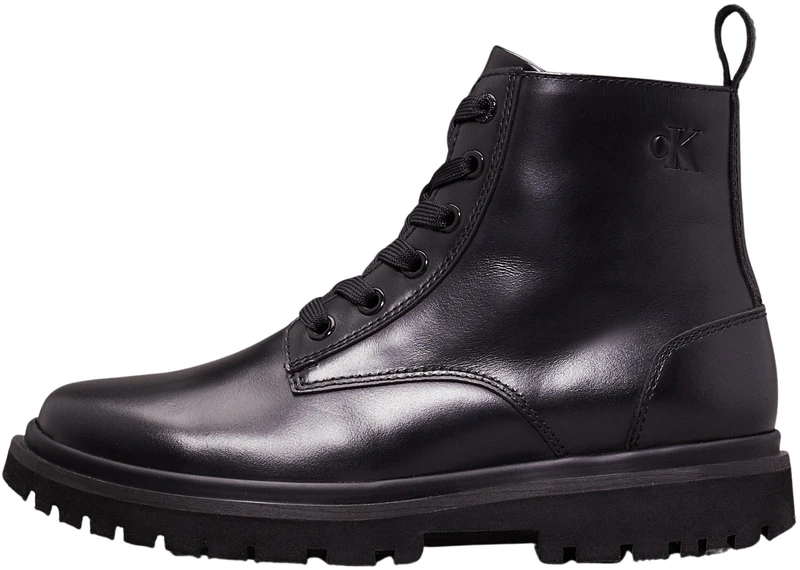 Calvin Klein Women’s Eva Lace Up Boots, Black (Triple Black), 8