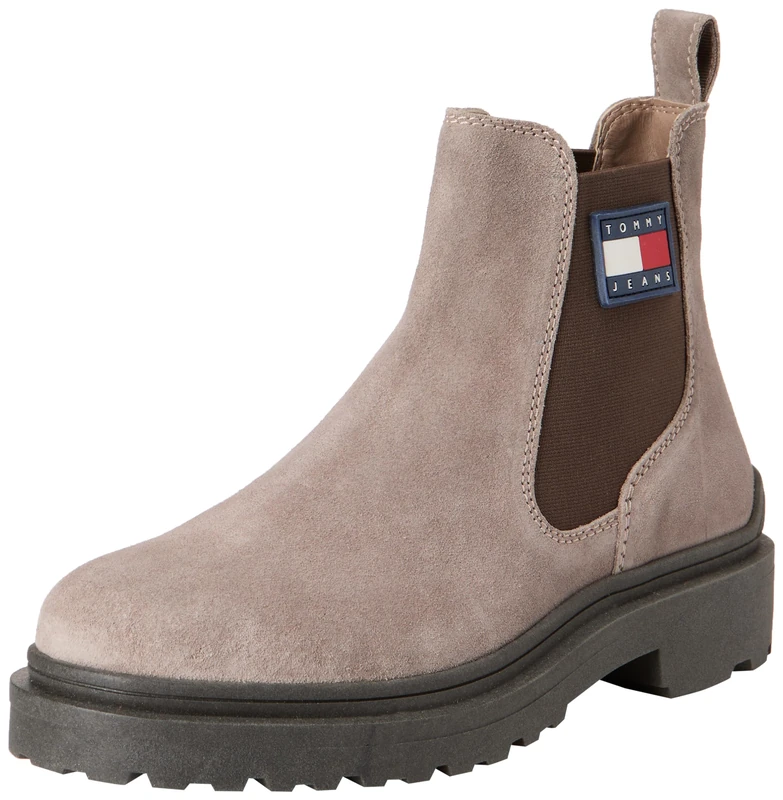 Tommy Jeans Men's Tjm Chelsea Suede (Em0em01468 Mid Boots, Grey Porcini Taupe, 6.5 UK