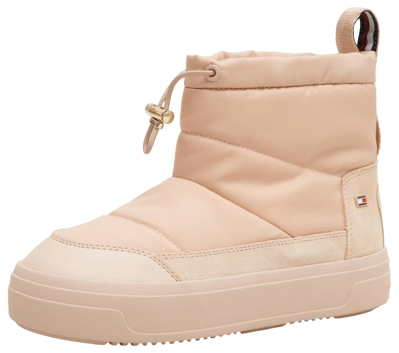 Tommy Hilfiger Women's Flag Nylon Mini Platform Snow Boots, Beige (Misty Blush), 6,5