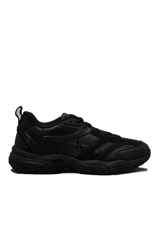 Calvin Klein Men’s Retro Tennis Low Top Chunky Sole Lace-up Leather Trainers, Black (Triple Black), 10 - Image 1