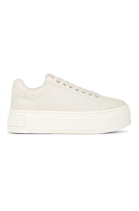 Calvin Klein Women's Bold Leather Platform Trainers, Beige (Eggshell), 7