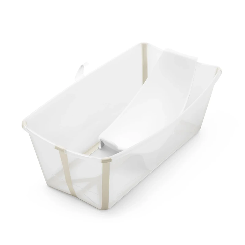Stokke Flexi Bath (Sandy Beige) with Newborn Support - Durable & Easy to Store - Convenient to Use at Home or When Travelling - Best for Newborns & Babies Up to 48 Months