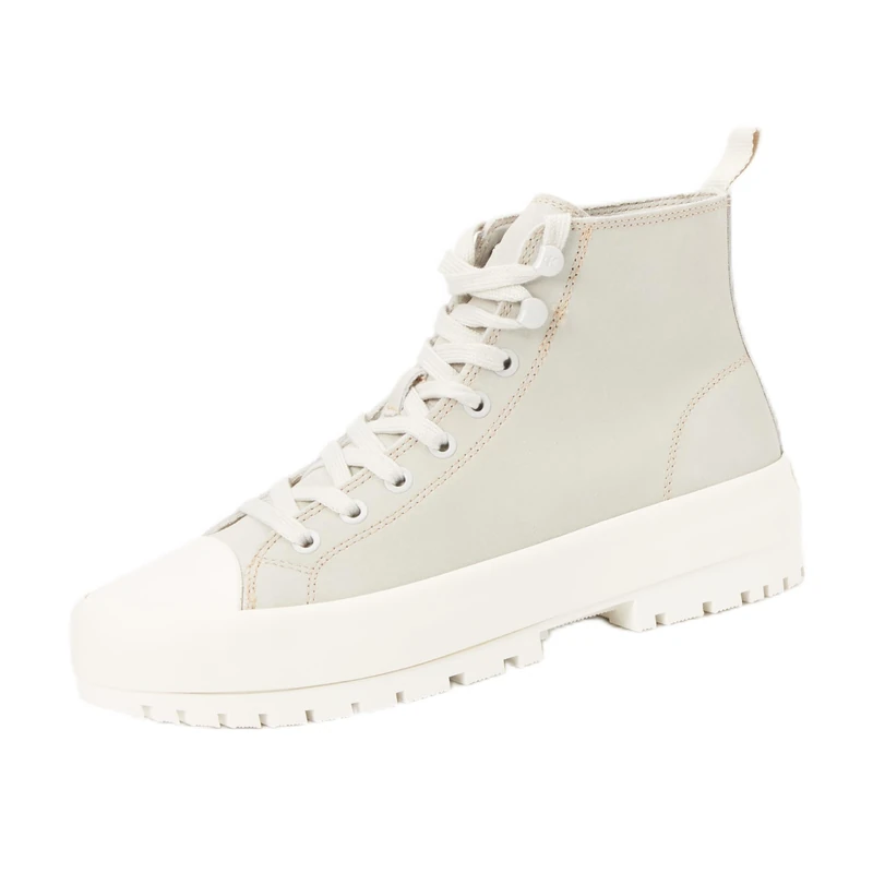 Calvin Klein Women’s Mid Top Suede Hybrid Trainers, Beige (Oyster Mushroom/Bright White), 5