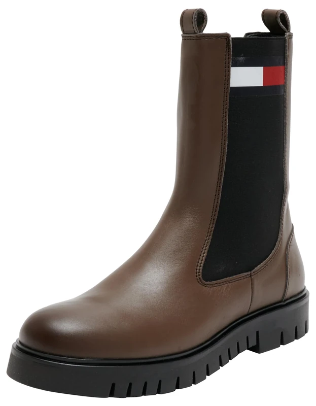 Tommy Jeans Women's Tjw Long Chelsea Boot (En0en02625 Mid Boots, Brown Velvet Brown, 3.5 UK