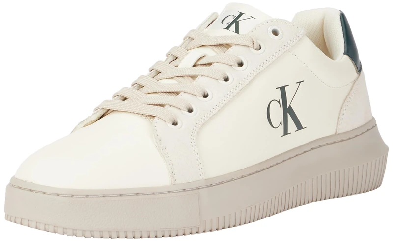 Calvin Klein Men's Chunky Authentic Cupsole Trainers, Beige (Creamy White/Eggshell/Green), 10