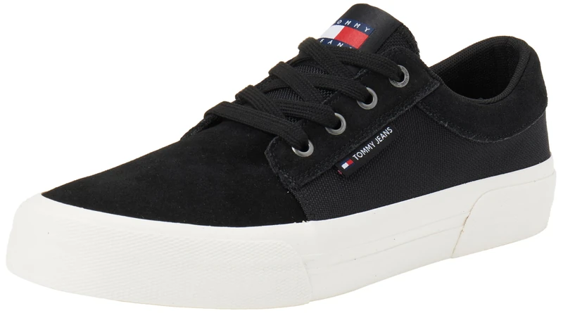 Tommy Jeans Men's TJM Vulc. Skater Mix Material (Em0em01456 Low Top, Black, 8 UK