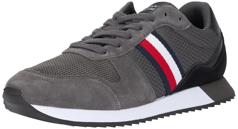 Tommy Hilfiger Men’s Low Top Runner Trainers, Grey (Dark Ash), 6,5