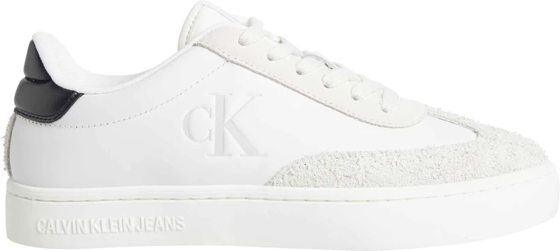 Calvin Klein Women’s Classic Leather Cupsole Low Top Trainers, White (Bright White/Black), 8