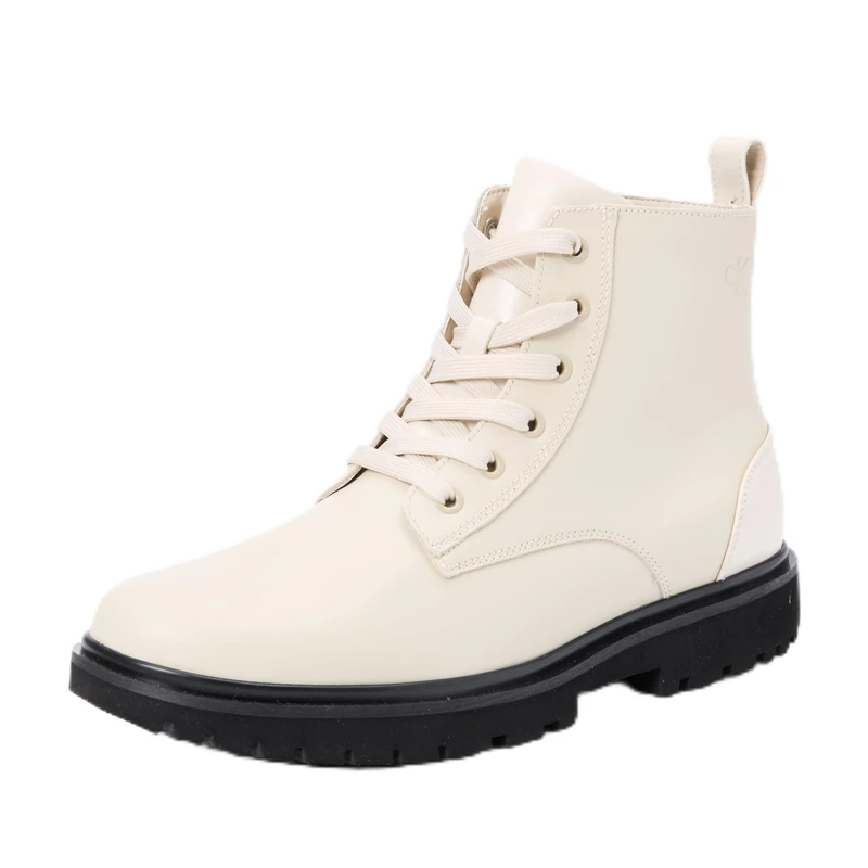 Calvin Klein Women’s Eva Lace Up Boots, Beige (Eggshell), 8