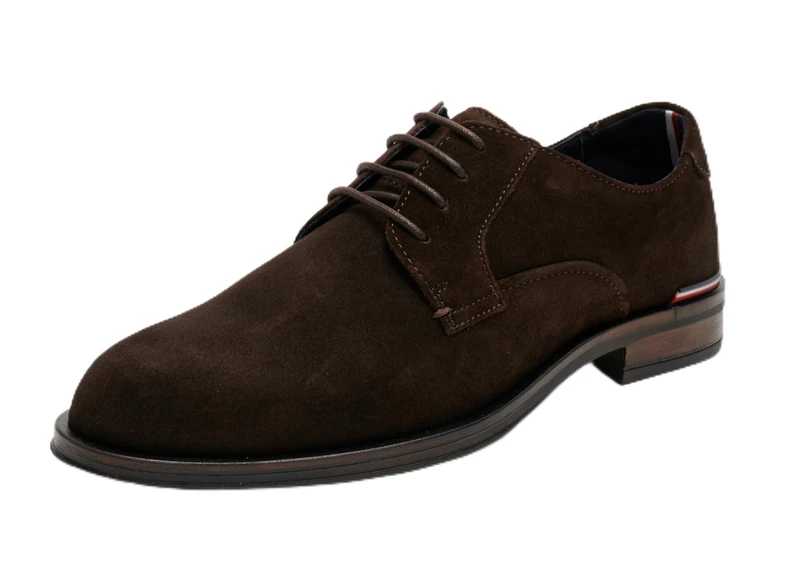 Tommy Hilfiger Men’s Round Toe Suede Derby Shoes, Brown (Dark Coffee), 6,5