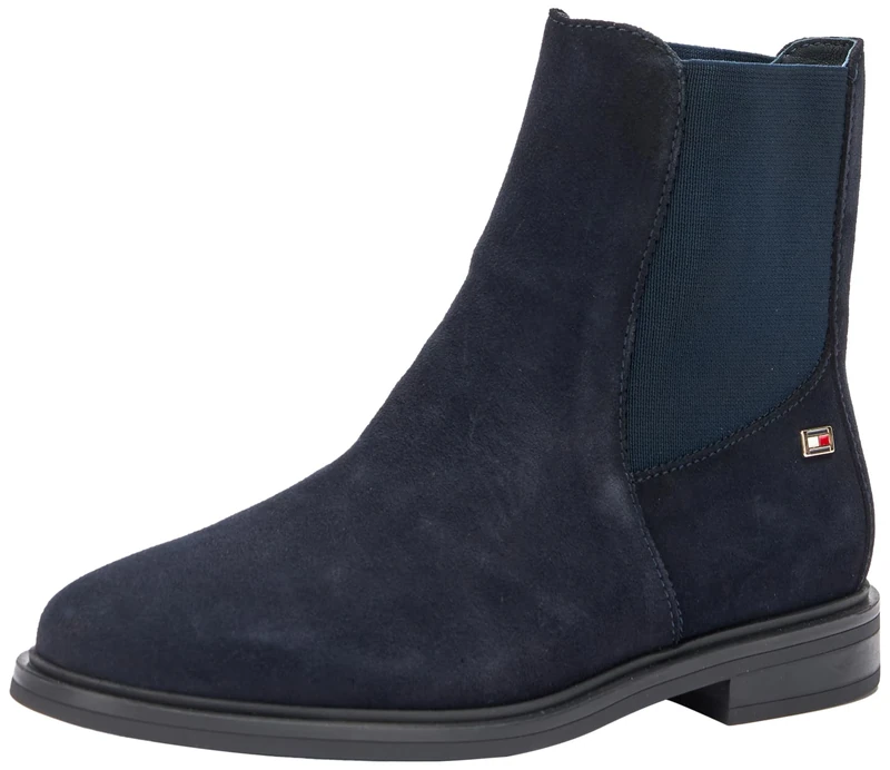 Tommy Hilfiger Girls’ Flag Suede Chelsea Boots, Blue (Space Blue), 5