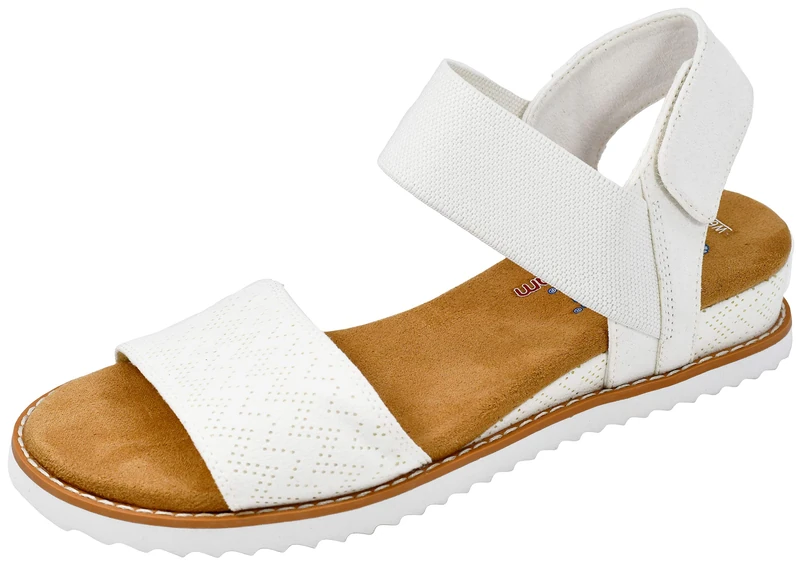 Skechers Women's Desert Kiss-Stretch Quarter Strap Sandal Flat, White, 5 UK Wide