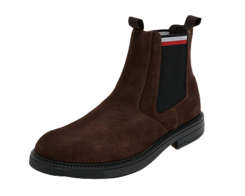 Tommy Hilfiger Men’s Suede Chelsea Boots, Brown (Cocoa), 10