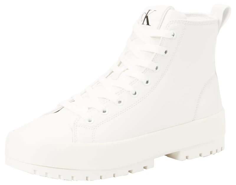 Calvin Klein Women’s High Top Nappa Hybrid Trainers, White (Bright White), 4