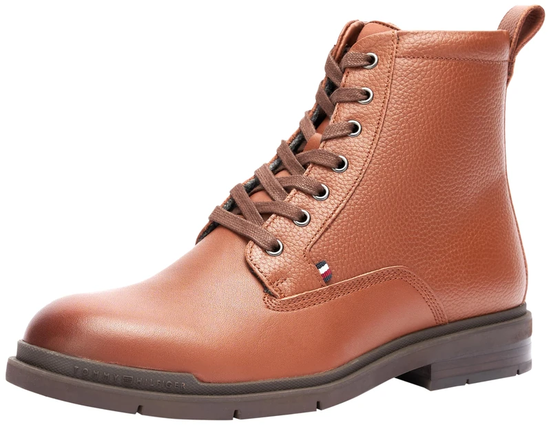 Tommy Hilfiger Men’s Warm Leather Ankle Boots, Brown (Winter Cognac), 6,5