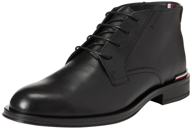 Tommy Hilfiger Men’s Leather Ankle Boots, Black (Black), 11