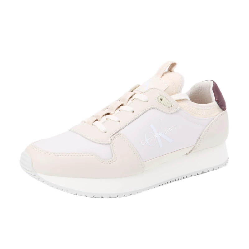 Calvin Klein Men’s Retro Sock Runner Trainers, Beige (Eggshell/C White), 8