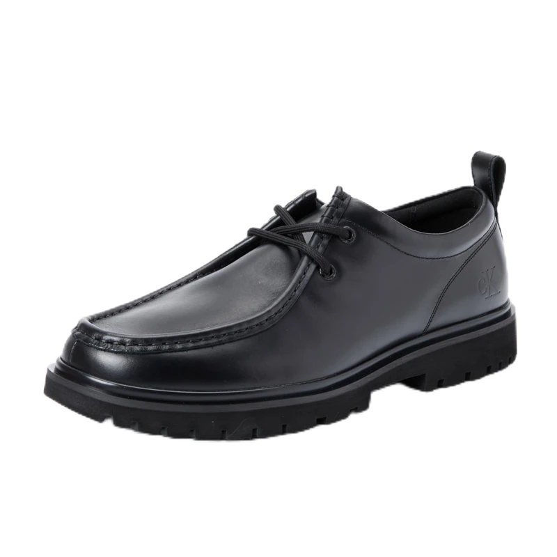 Calvin Klein Men's Elegant Hybrid Apron Toe Lace-up Boat Shoes, Black (Triple Black), 6