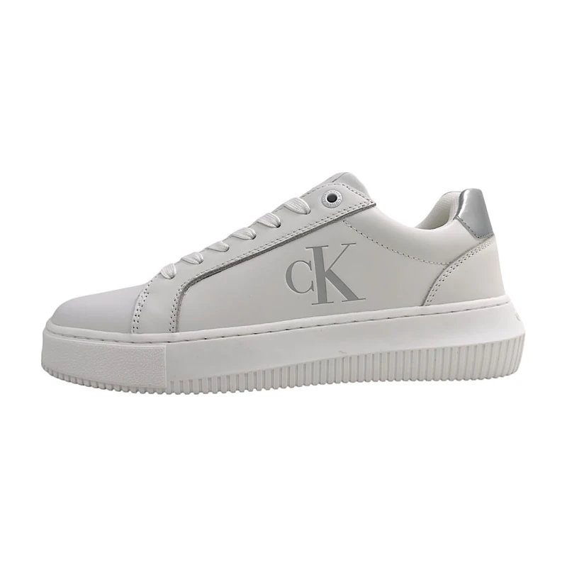 Calvin Klein Women's Chunky Lace Up Low Top Cupsole Trainers, White (Bright White/Silver), 5