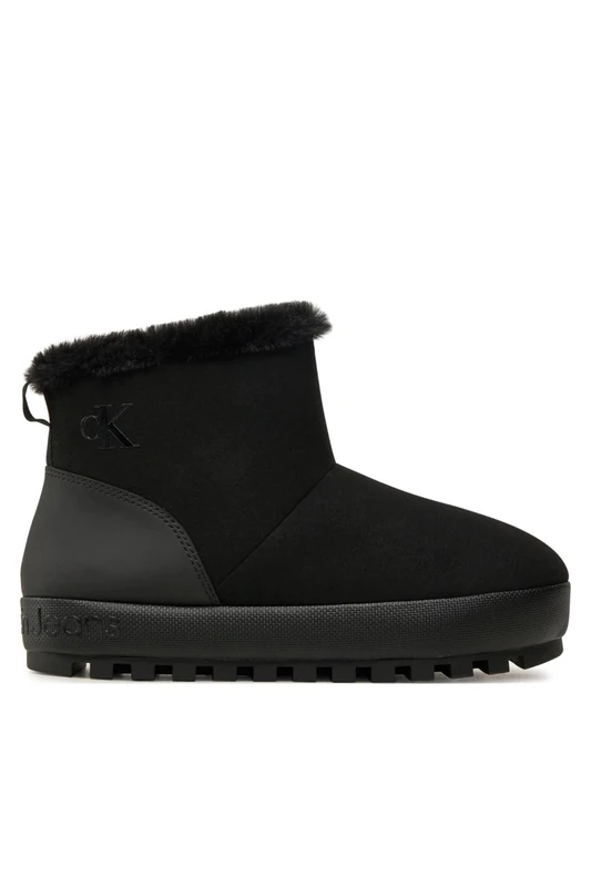 Calvin Klein Women’s Ankle Slipper Boots with Platform Sole, Black (Triple Black), 7