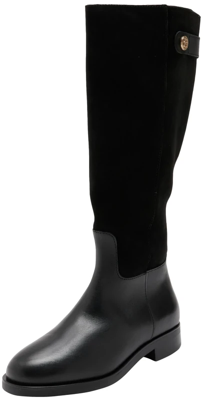 Tommy Hilfiger Women TH STUD LEATHER MIX LONG BOOT (FW0FW08341) High Boots, Black (Black), 3.5