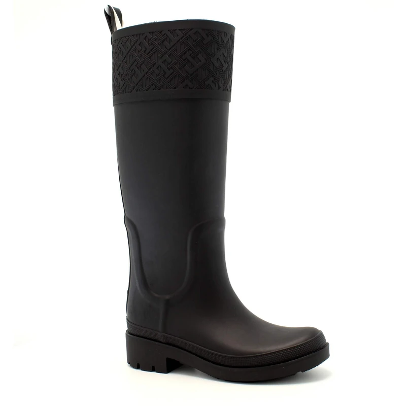 Tommy Hilfiger Women’s Water-Repellent Rubberised Tall Rainboots, Black (Black), 3,5