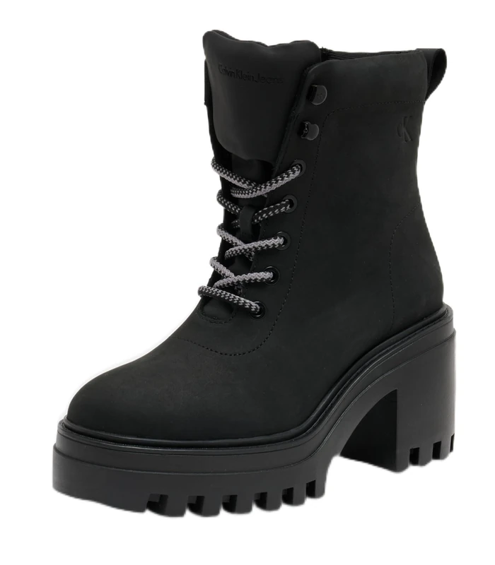 Calvin Klein Women’s Chunky Heel Ankle Boots with Zip, Black (Triple Black), 4