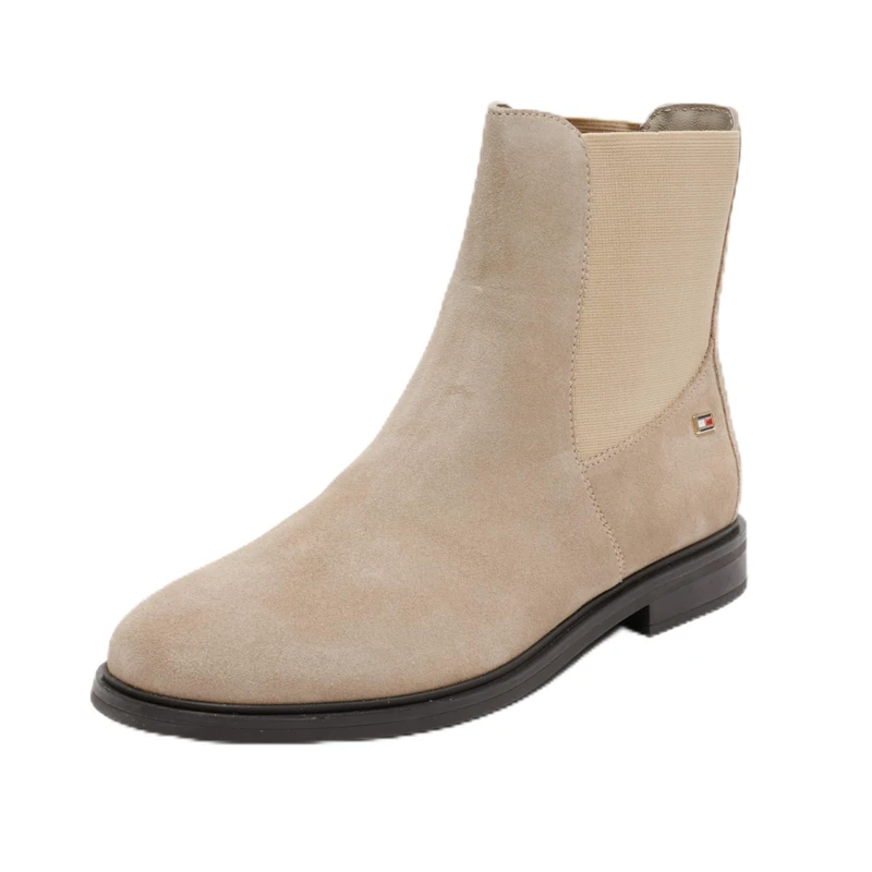 Tommy Hilfiger Girls’ Flag Suede Chelsea Boots, Beige (Beige), 5