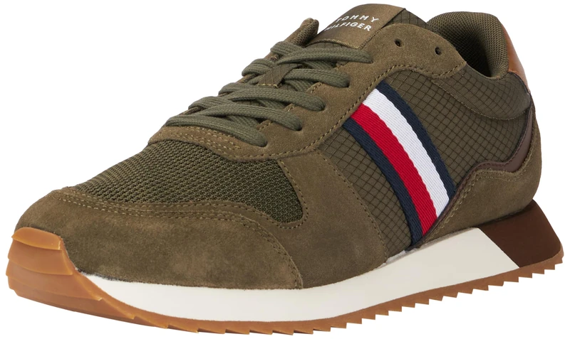 Tommy Hilfiger Men’s Low Top Runner Trainers, Multicolor (Army Green), 6,5