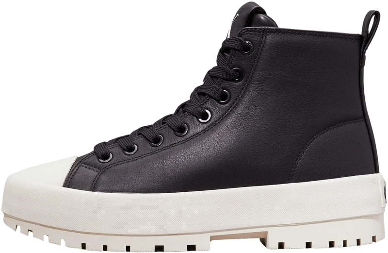Calvin Klein Women’s High Top Nappa Hybrid Trainers, Black (Black), 3
