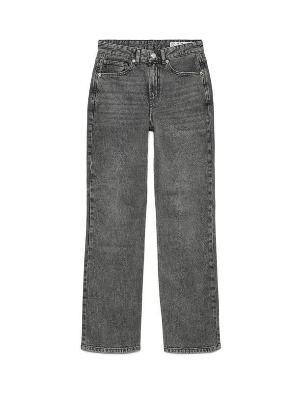 VERO MODA Female Straight-Fit VMTESSA High Waist Straight Cut Jeans, Medium Grey Denim, 27W x 32L