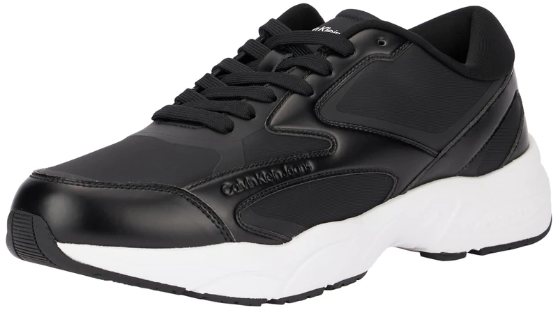 Calvin Klein Men’s Retro Tennis Low Multilayer Chunky Court Trainers, Black (Black/Bright White), 7