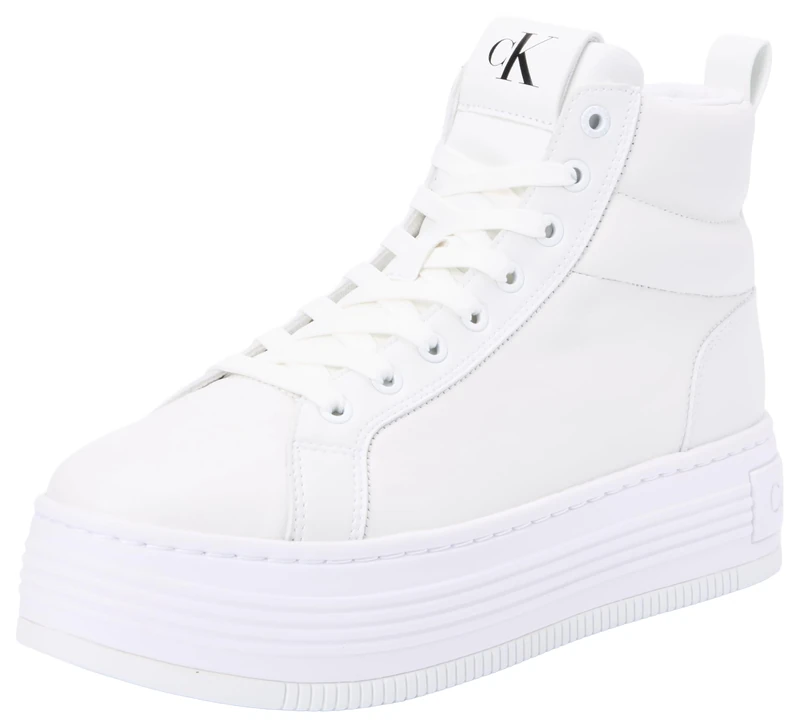 Calvin Klein Women's Bold Retro Platform Trainers, White (Triple Bright White), 5