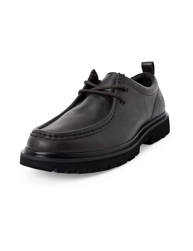 Calvin Klein Men's Elegant Hybrid Apron Toe Lace-up Boat Shoes, Brown (Dark Brown/Black), 12