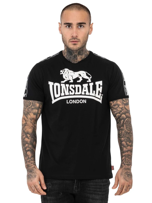 Lonsdale Men's Stour T-Shrit, Black/White, 3XL - Image 1