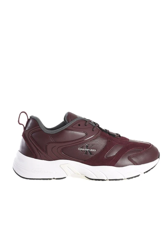 Calvin Klein Jeans Men Retro Tennis Low LACE AUTH SNK YM0YM01103 Sneakers, Red (Bitter Chocolate/White), 9