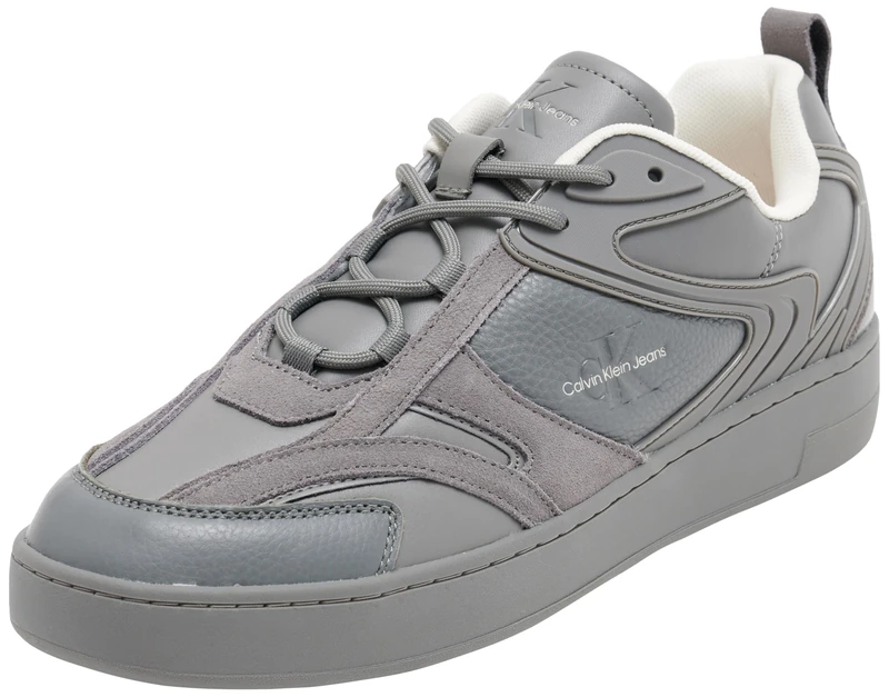 Calvin Klein Men's Basket Hybrid Cupsole Trainers, Grey (Charcoal Grey), 12
