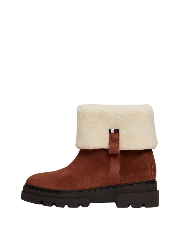 Tommy Hilfiger Women FAUX FUR SUEDE ROLL-DOWN BOOT (FW0FW08158) Mid Boots, Brown (Cognac Brown), 4