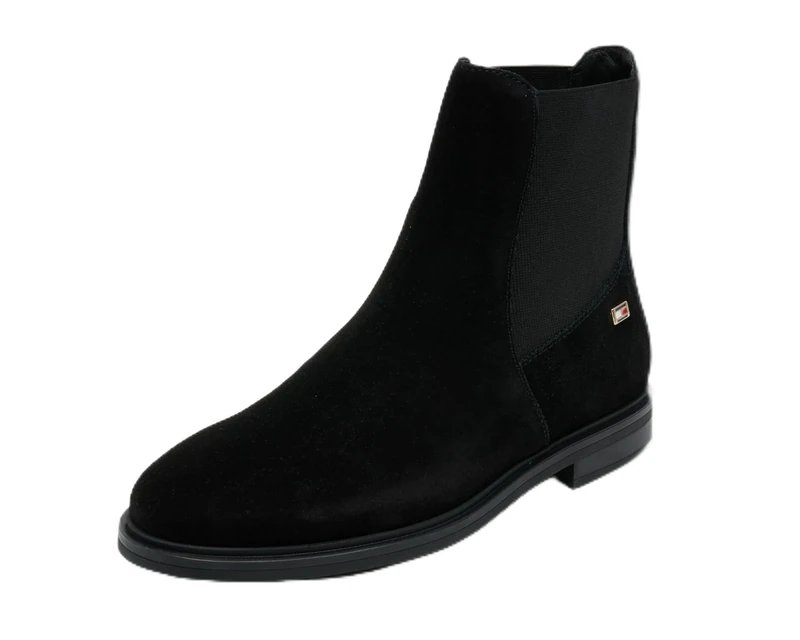 Tommy Hilfiger Girls’ Flag Suede Chelsea Boots, Black (Black), 3,5