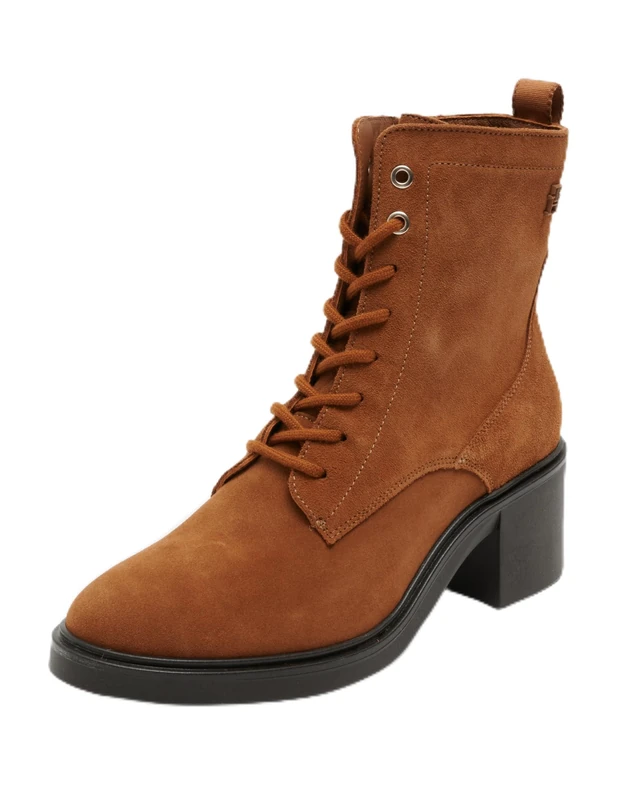 Tommy Hilfiger Women's Suede Mid Heel Lace-up Boots, Brown (Driftwood Brown), 5