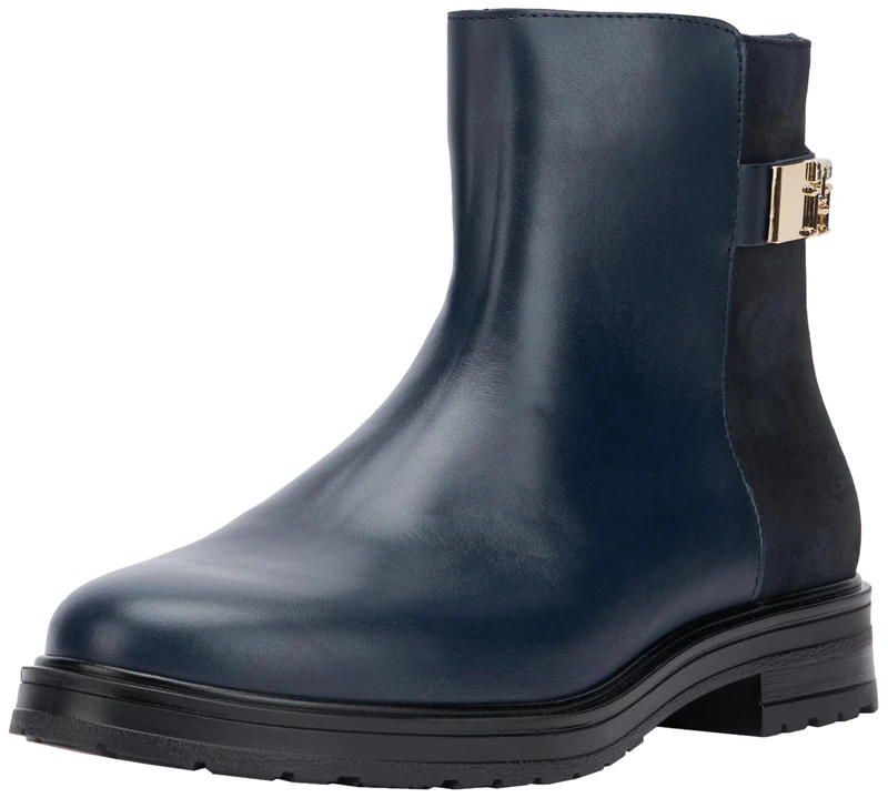 Tommy Hilfiger Women’s Leather Boots, Blue (Space Blue), 3,5