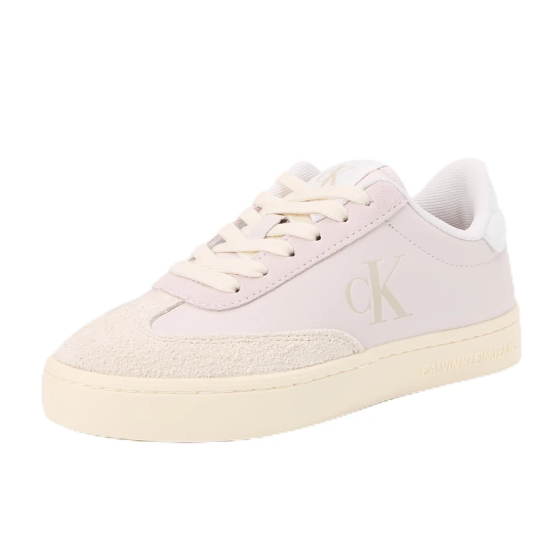 Calvin Klein Women’s Classic Leather Cupsole Low Top Trainers, Beige (Lilac Ash/Eggshell), 7