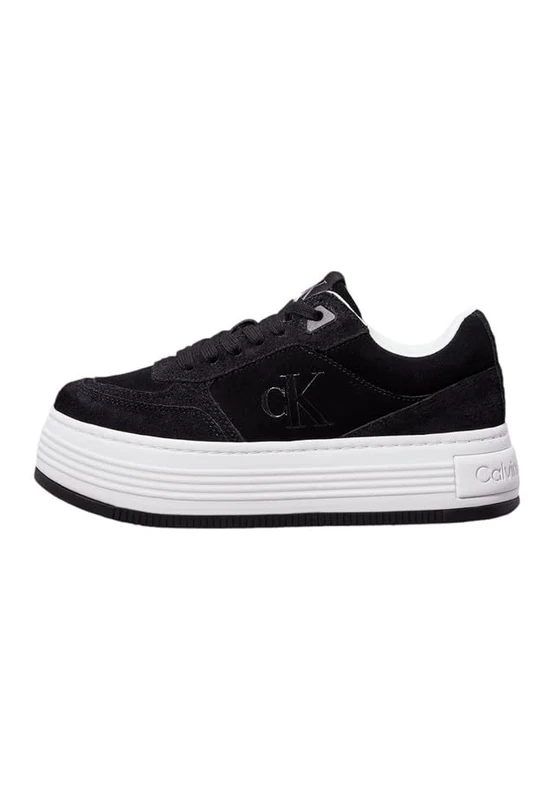 Calvin Klein Women's Bold Suede Low Top Platform Trainers, Black (Black/Bright White), 7