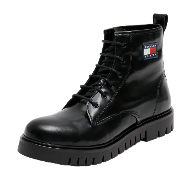Tommy Jeans Women's Tjw Lace Up Boot (En0en02624 Mid Boots, Black, 7 UK