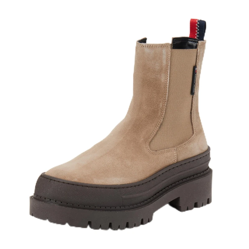 Tommy Jeans Women's Tjw Foxing Chelsea Suede (En0en02631 Mid Boots, Grey Porcini Taupe, 3.5 UK