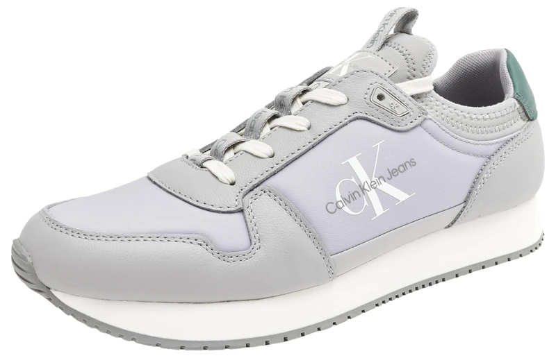 Calvin Klein Men’s Retro Sock Runner Trainers, Grey (Formal Grey/Green Palm), 7