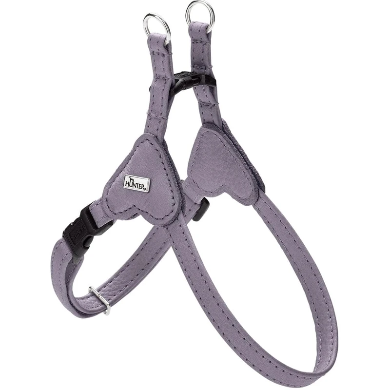 HUNTER SOHO MINI Dog Harness, Colour: Lilac Grey, Cowhide Leather, Soft & Supple, Gentle on Fur, Lightweight, for Small Dogs and Puppies, Made in Germany, Size: XXS-XS/2
